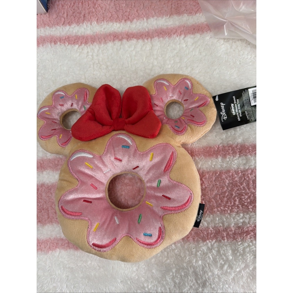 NWT~DISNEY  Minnie Mouse Donut Plush Dog Toy Sprinkles-11' X 10" X 1.5"-LICENSED